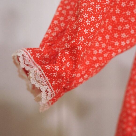 Vintage 90s Baby Togs Red White Floral A-Line Baby Top - Picture 4 of 8